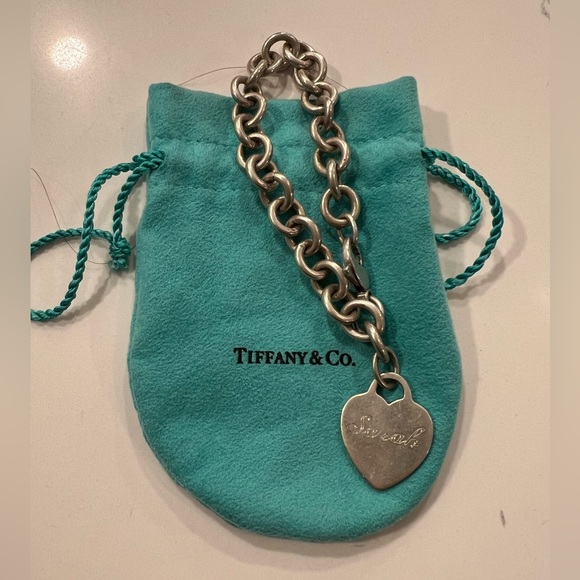 Authentic Tiffany & Co. Heart Tag Bracelet Engraved Sarah Sterling Silver 925 - Picture 1 of 7